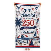 Serviette de plage absorbante patriotique personnalisée Aigle Américain 250e anniversaire 1776-2026 pour l'été