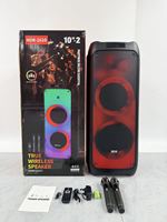 Altavoz Portátil Inalámbrico para Karaoke Good NDR-1610 de 10 Pulgadas con Luces RGB, Bluetooth, para Exteriores, con 2 Micrófonos Inalámbricos