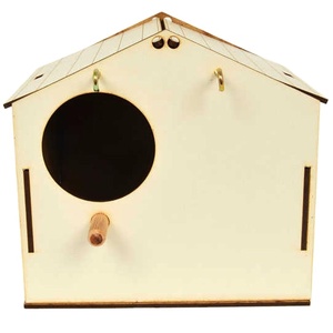 Nid en bois blanc 4 pièces à dessus ouvert avec <span class=keywords><strong>cage</strong></span> élégante pour animaux de compagnie - Product Image 1