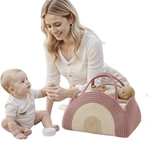 Cesta personalizada para pañales de bebé con diseño de arcoíris, cesta para recién nacidos, cesta para guardar biberones, bolso de viaje para mamá - Product Image 3