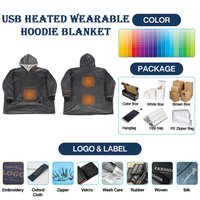 Couverture chauffante portable USB avec manches, 3 niveaux de température, en polaire Sherpa, pour l'hiver