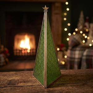 <b>Christmas</b> Decoration High Quality Brass Glass Classic Triangular Polished Finished Handmade LED <b>Lights</b> <b>Battery</b> Operated Pine - Product Image 4