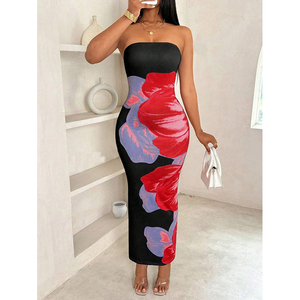 Robes imprimées colorées ajustées pour femmes, élégantes et tendance, style urbain européen et américain, vente en gros - Product Image 3