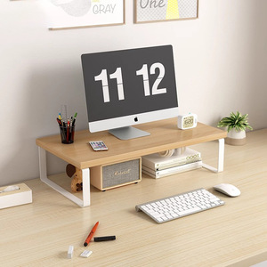 Monitor Lift Stand <b>Desktop</b> Computer <b>Riser</b> Wood Storage Shelf Office Desk Organizer Single Layer Artificial Board - Product Image 1