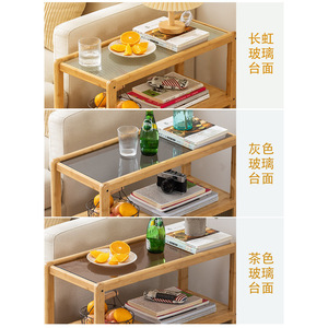 Japanese Style Movable Glass Side <b>Table</b> Rattan Sofa Cabinet Walnut Wood Coffee <b>Table</b> Living Room Corner <b>Table</b> New Design - Product Image 4
