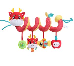 Jouet spirale noir et blanc à contraste élevé pour berceau de bébé avec clochettes, jouet sensoriel en peluche à suspendre pour poussette et lit de bébé - Product Image 3