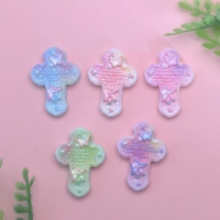 Cabujones de Resina Planos con Diseño de Cruz Colorida para Decoración de Teléfonos, Manualidades, Joyería y Scrapbooking