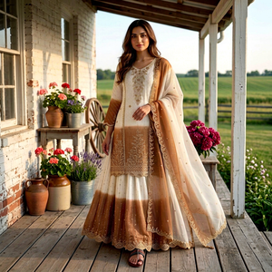 Magnifique Salwar Kameez Indien Pakistanais Gharara au Design Punjabi pour Femme, avec Broderies et Sequins Lourds, en Tissu Georgette, Idéal pour les Fêtes - Product Image 1