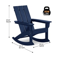 Fauteuil à bascule Adirondack classique en HDPE, texture bois, accoudoirs larges, entretien réduit, idéal pour terrasse, patio, jardin, cour arrière