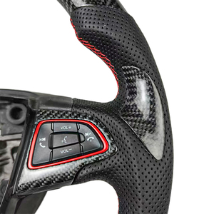 Volant sport DINGNUO personnalisé 2015-2018 pour <span class=keywords><strong>Focus</strong></span> MK3 RS en fibre de carbone et cuir perforé, design sportif, 3 branches, 35 mm - Product Image 4