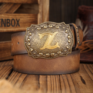 <span class=keywords><strong>Cintura</strong></span> in Pelle Intagliata Stile Western Vintage da <span class=keywords><strong>Uomo</strong></span> con Fibbia in Lega Trendy e Goffratura - Bestseller Transfrontaliero - Product Image 4