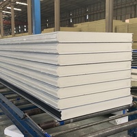 Panneaux Pu isolés d'usine panneau de toit Sandwich en laine de roche Pu/pir Double joint latéral avec revêtement de Film