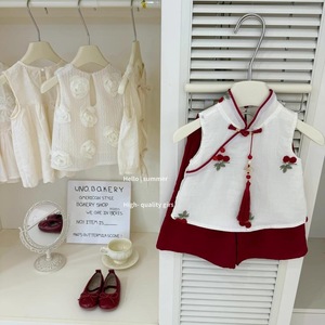 Tongxingyuan Girls Summer Chinese Style Top And Pants Set Thin Party Wear Traditional Clothing - Product Image 2