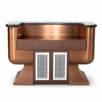 Comptoir de bar compact moderne en acier inoxydable sur mesure, couleur or rose, pour petit salon, studio, appartement, cuisine