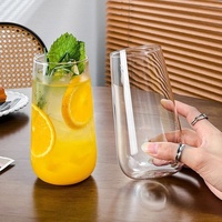 Gobelet en verre simple couche résistant aux hautes températures, sans poignée, sans couvercle, pour boissons gazeuses, thé aux fruits, lait, restaurant