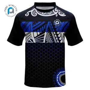 PURE personnalisé polynésien cook island basket maillot de rugby 100% polyester slim fit équipe rugby t-shirt rugby top singlets