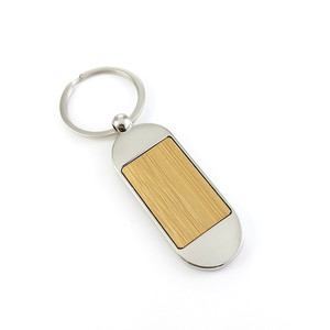 Biểu tượng tùy chỉnh khắc tên là khuyến mại khoảng trống móc chìa khóa nhà Keyring gỗ tre Laser lưu niệm thủ công kim loại móc chìa khóa - Product Image 2