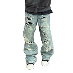 Herren Custom ize Denim Jeans Herren Slim Fit Vintage Jeans Lange Hosen Jeans Distressed Denim Pants