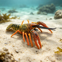 Modèles d'ornements réalistes en PVC massif de crevettes, homards, crevettes tigrées, homards de Boston, et assemblages de créatures marines, best-sellers transfrontaliers