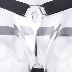 FRRK Candado de castidad de metal plano tipo jaula vaginal para hombre travesti, con compresión de pene, gancho curvo y tipo de parche, tipo tapa de olla - Product Image 5