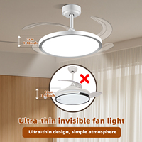 Ventilateur de plafond encastré rétractable de 42 pouces avec lumière, moteur DC à haut débit d'air, 6 vitesses, 3 CCT, dimmable pour bureau et salon