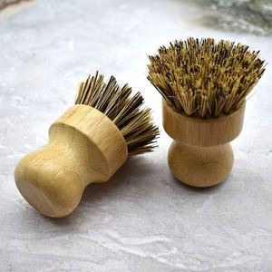Kitchen Bamboo Dish <b>Scrub</b> <b>Brushes</b> Wooden Cleaning Scrubber with Natural Bristles - Product Image 5