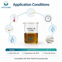 Enzyme Cellulase pour l'Abrasion du Denim CHCELL-76 N.CONC, pH Neutre, Liquide pour le Processus de Lavage des Vêtements