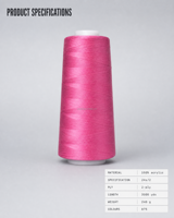 Fil à broder acrylique uni 24S 2 brins 875 couleurs 3000 yards pour broderie machine Vente en gros usine