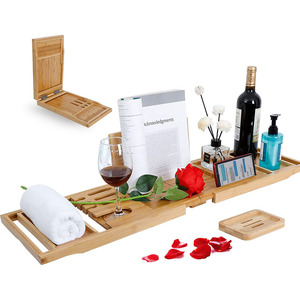 Caddie <span class=keywords><strong>de</strong></span> bain <span class=keywords><strong>extensible</strong></span> <span class=keywords><strong>de</strong></span> luxe en bambou, livre et porte-vin, organisateur gratuit <span class=keywords><strong>de</strong></span> savon, produits <span class=keywords><strong>de</strong></span> salle <span class=keywords><strong>de</strong></span> bain, <span class=keywords><strong>plateau</strong></span> <span class=keywords><strong>de</strong></span> <span class=keywords><strong>baignoire</strong></span> - Product Image 6