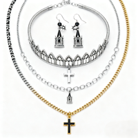OEM/ODM Ensemble de bijoux Hip Hop en acier inoxydable plaqué or 14K 18K 24K, comprenant chaîne tennis, bracelet, bagues et collier, sertis de moissanite et zircon