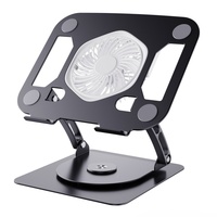 Support de refroidissement ergonomique pliable pour ordinateur portable OEM d'usine, pivotant à 360°, en acier au carbone, avec ventilateur USB