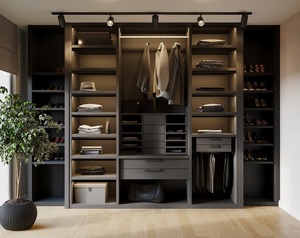 Armoire de <span class=keywords><strong>dressing</strong></span> modulaire haut de gamme BAINENG <span class=keywords><strong>en</strong></span> acier inoxydable avec porte vitrée transparente - Product Image 2