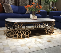 Tables basses modernes bon marché meubles de maison de luxe salon cadre en acier inoxydable doré dessus en marbre ensemble de table basse ronde