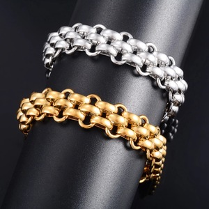 Cadena de Eslabones Gruesos Geométricos de Acero Inoxidable Resistente de 13.5 mm de Ancho, Brazalete Unisex Estilo Punk Hip Hop para Fiesta - Product Image 2