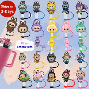 10Mm Tái Sử Dụng Silicone Phim Hoạt Hình Rơm Charms Cho Tumbler Bán Buôn Drinkware Phụ Kiện Rơm Bìa Topper Nắp Nắp - Product Image 1