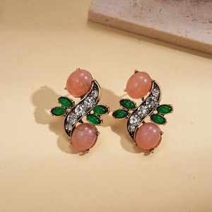 قلادة أوراق هندسية بيضاوية من الراتنج المرصع بالألماس على الطراز الأوروبي والأمريكي، سلسلة ترقوة عصرية، سوار، وحلق أذن بتصميم عتيق - Product Image 4