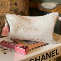 Sac de maquillage à franges personnalisé en gros, sac de toilette portable à fermeture éclair, sac de cosmétique de voyage pour filles
