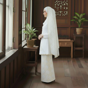 Kilang OEM Jahit Pukal Borong Kebaya Riau Tie Dye Cotton Private Label Production Custom Designer Brand Modest Casual Set - Product Image 4