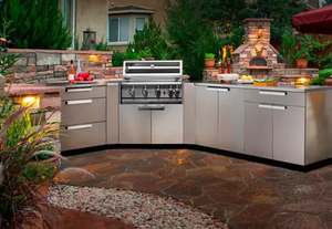 خزانة مطبخ من الفولاذ المقاوم للصدأ بتصميم حديث عالي الجودة OEM ODM خزانة مطبخ خارجية مخصصة - Product Image 3