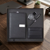 Set de Regalo Empresarial de Madera y Cuero PU Liviya de 6 Piezas, con Logotipo Personalizado, Color Personalizado, Agenda, Tarjetero, Botella de Agua, Regalo de Año Nuevo