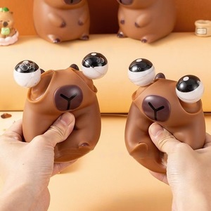 OEM Capybara Squishy <b>Toy</b> with Bouncy <b>Eyes</b> TPR Stress Relief Fidget Kids 8-14 Years Unisex Sensory Playtoy Custom Logo Wholesale - Product Image 1