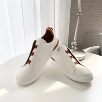 Z E G N Chaussures décontractées respirantes pour hommes, en cuir grainé, à bande élastique, sans lacets, confortables pour la marche, avec embout renforcé