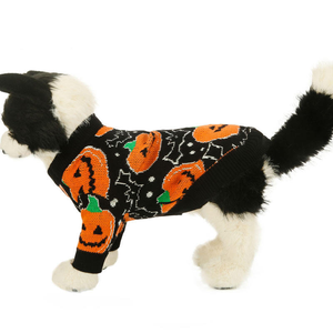 Sudadera C066 para Perro, Cálida para Invierno, con Diseño de Calabaza de Halloween, Personalizable, Tejida y Lavable - Product Image 5