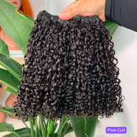 Paquetes de Cabello Humano Indio Virgen Súper Doble Trama, Sin Procesar, 12A, Rizado Kinky, 3 Paquetes, Doble Trama, Color Natural