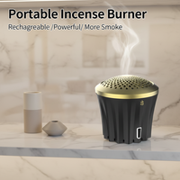 Brûleur à encens arabe compact 2000 mAh, grande batterie, chauffage rapide, en plastique et métal, avec compartiment de rangement inférieur