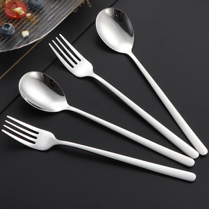 Cuchara/tenedor coreano de mango largo de acero inoxidable 304, tenedor occidental para pasta, vajilla para estudiantes de cantina - Product Image 3