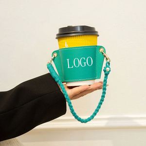 ปลอกหุ้มแก้วกาแฟ/ชาแบบพกพา ทำจากหนัง PU สีสันสดใส ใช้ซ้ำได้ พร้อมโลโก้สั่งทำ - Product Image 1