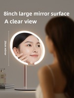 Miroir de maquillage LED à double axe, cadre en plastique, support de bureau portable, pour les dortoirs des étudiants, usage domestique, design haut de gamme, luxe léger