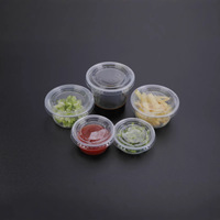 Cawan Saus 2oz Transparan Sekali Pakai PLA Biodegradable Ramah Lingkungan Kemasan Saus Deli Cawan Kecap dengan Tutup Engsel