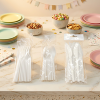Ensemble de couverts jetables biodégradables en CPLA (couteau, fourchette, cuillère) pour hôtels, restaurants et événements d'entreprise - Vente en gros usine